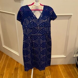 Bright blue dress with terrific texture NWT